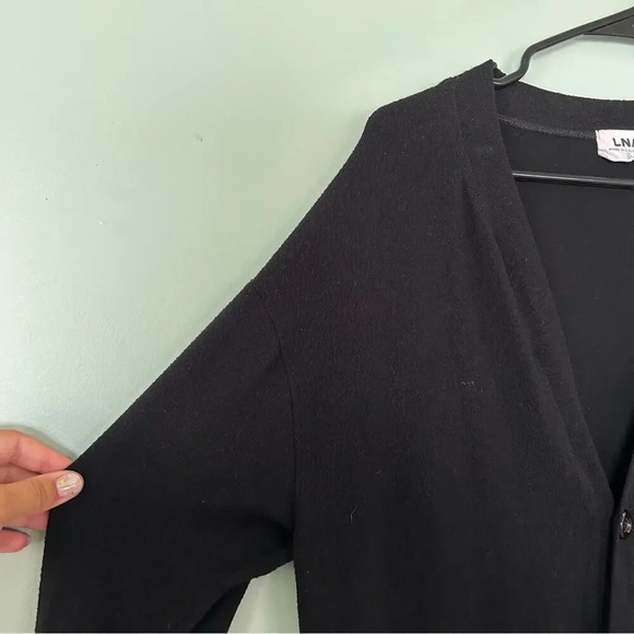 LNA Rossa Cardigan Revolve Deep V-Neck Black Knit 3 Button Capsule Small - Picture 5 of 6